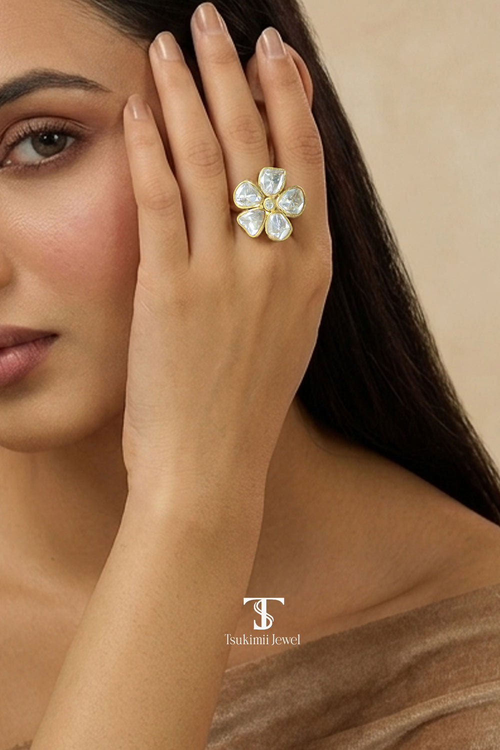 Kumud Moissanite Polki Ring