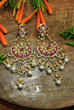 Elegant polki chaandbali earrings for festive and bridal wear