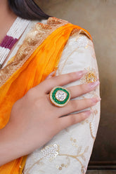 Elegant mossanite polki ring for weddings and celebrations