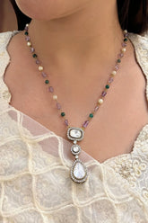Handcrafted Indian polki locket jewellery set for women