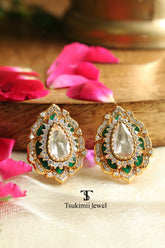 Handcrafted ethnic Polki earrings inspired by Indian artistry