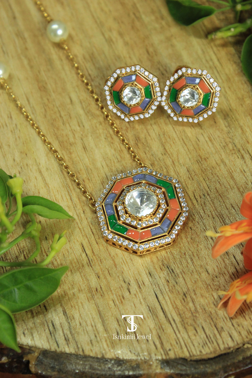 Rangchakra Jadau Pendant Set