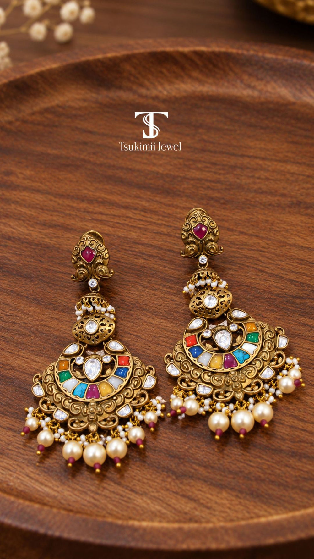 Rangmoti Chandbali Earrings