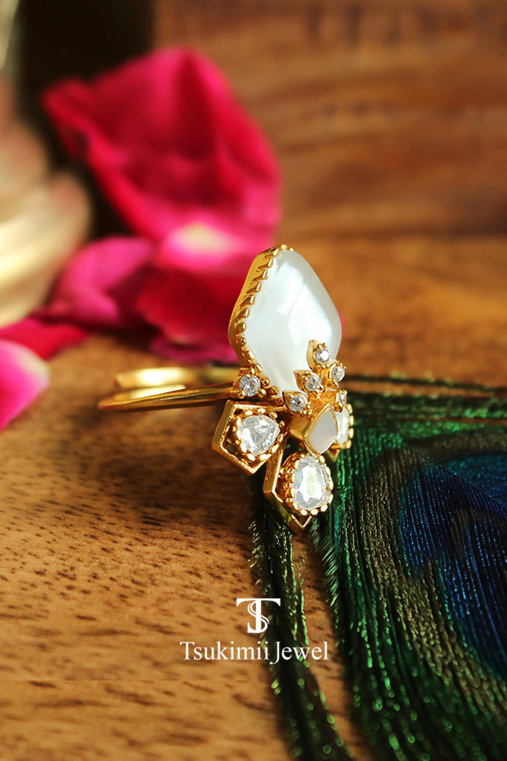 Traditional Indian statement ring with handcrafted ethnic detailing