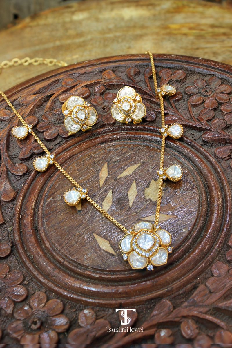 Samira Mossanite Polki Necklace Set