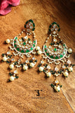 Meghtara polki chaandbali earrings with traditional gold finish