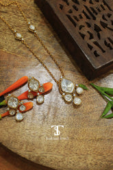 Samaira mossanite polki locket set with gold plated finish