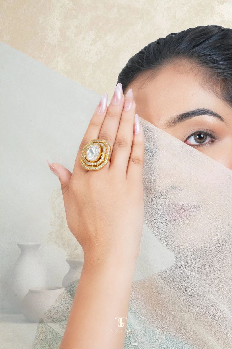 Amaira Mossanite Polki Ring