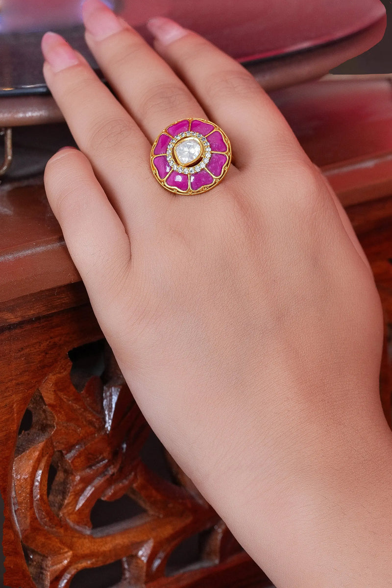 Manika Mossanite Polki Ring alternate view