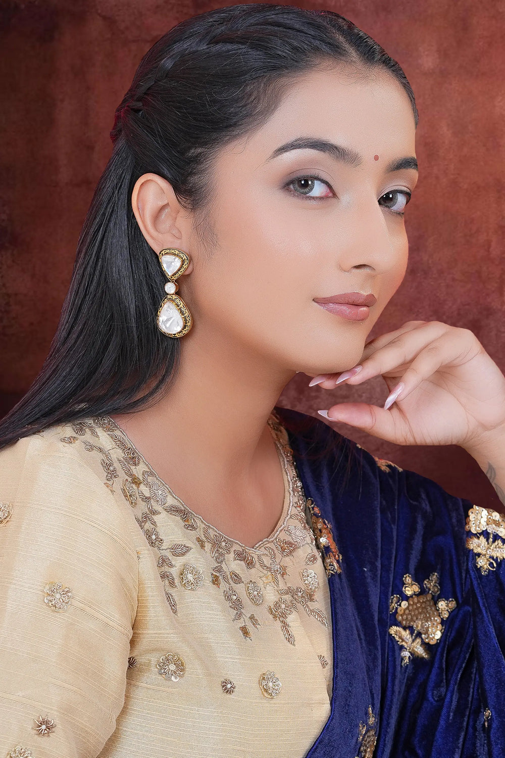 Zarina Jadau Earrings by Tsukimii Jewel