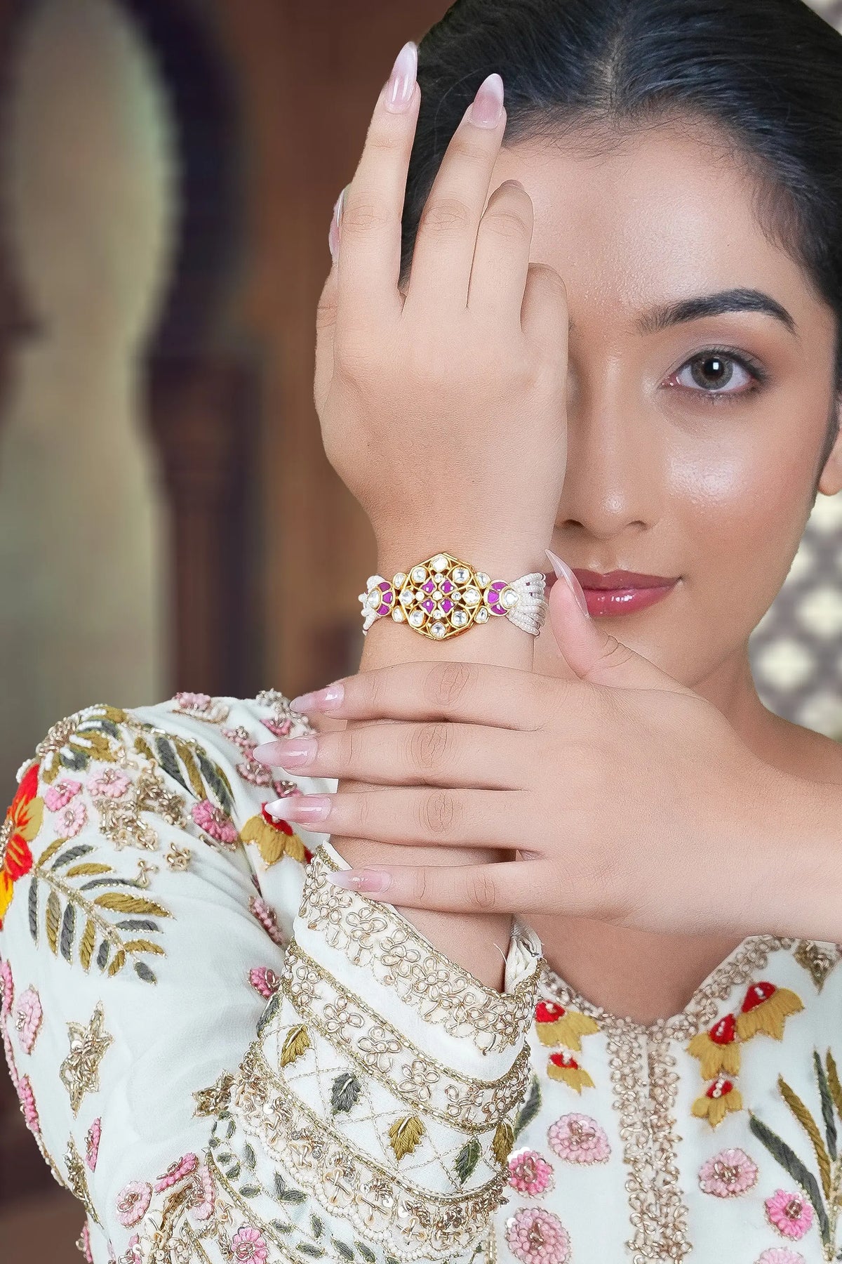 Royal polki bracelet inspired by heritage Indian jewellery