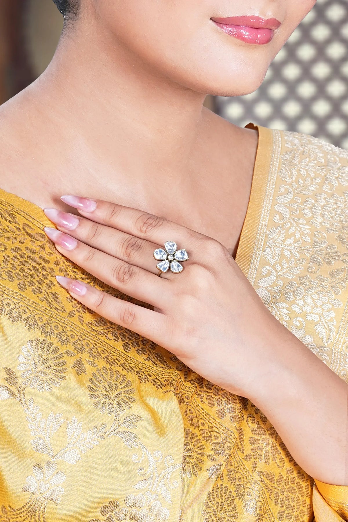 Handcrafted Indian polki ring inspired by royal craftsmanship