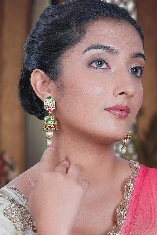 Ambika Mossanite Polki Jhumka Earrings