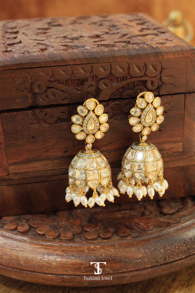 Devika Jhumka Mossanite Polki Earrings