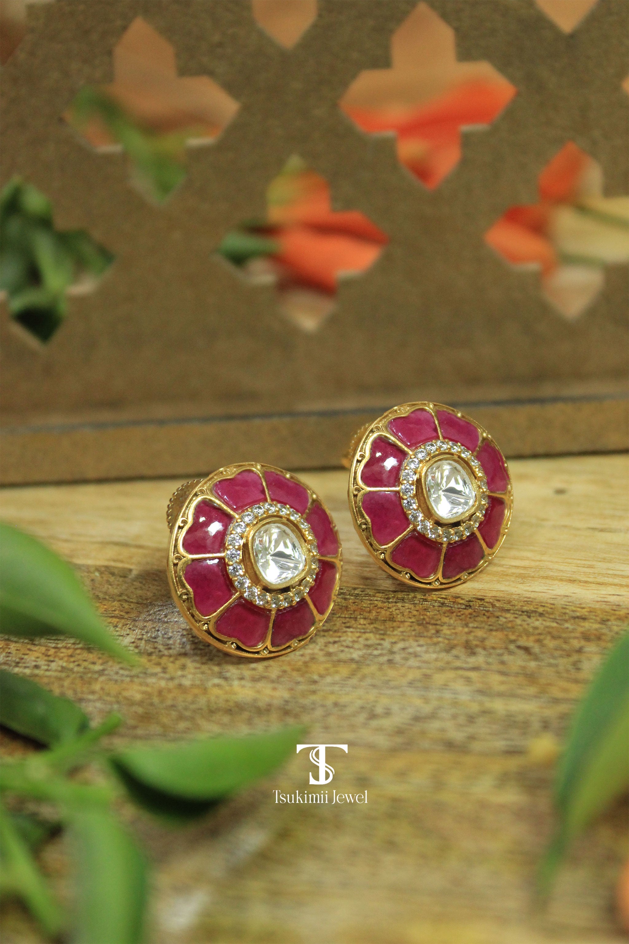 Gulab Polki Earrings