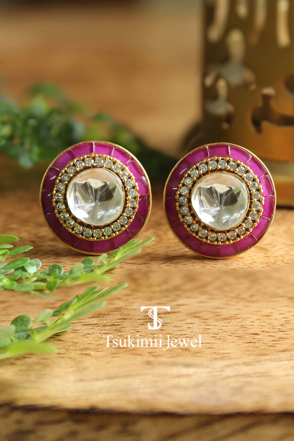 Floral inspired ethnic tops earrings with traditional Indian design