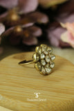 Gulbahar polki ring with traditional handcrafted gold plated design