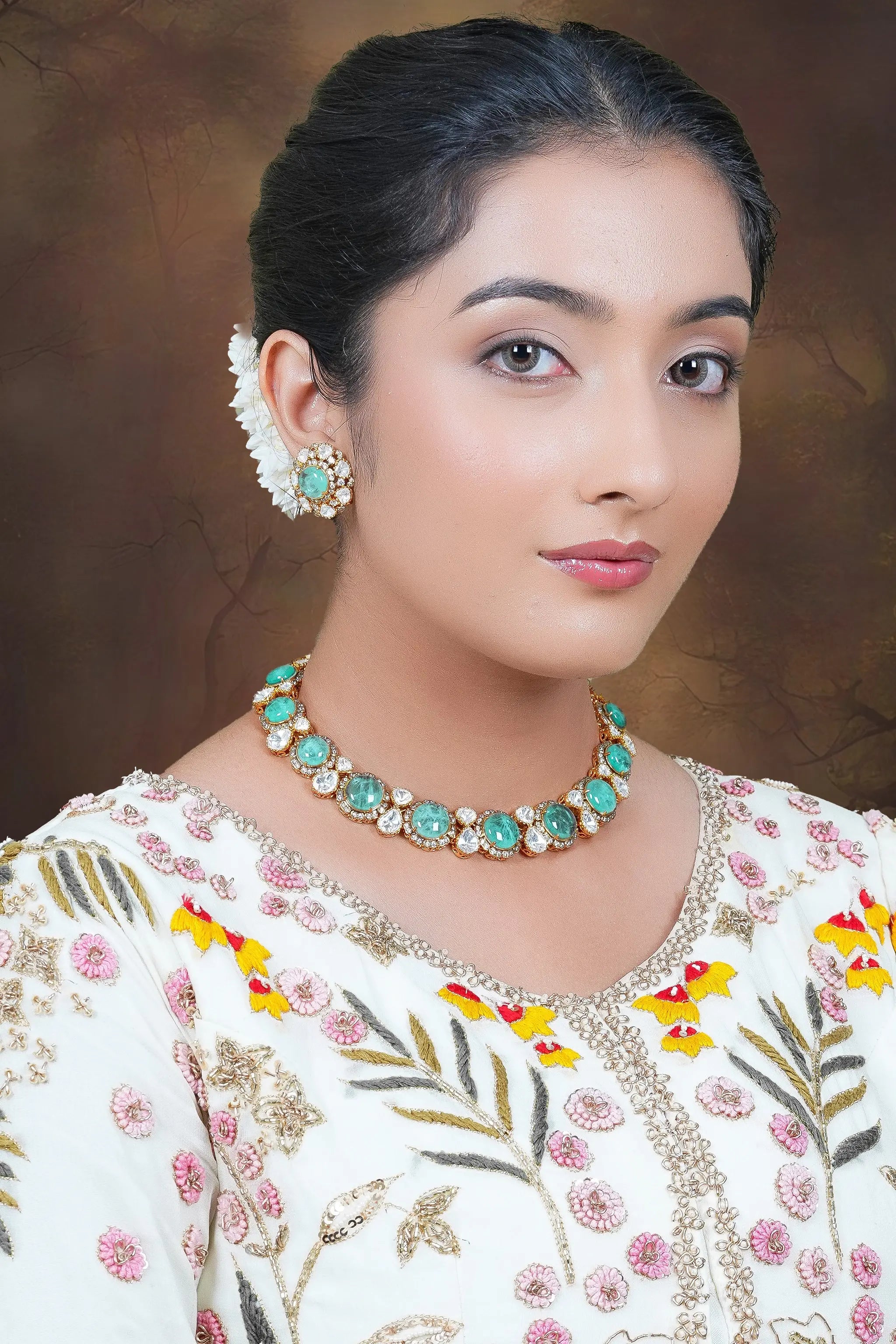 Handcrafted gulzar polki necklace set inspired by heritage jewellery