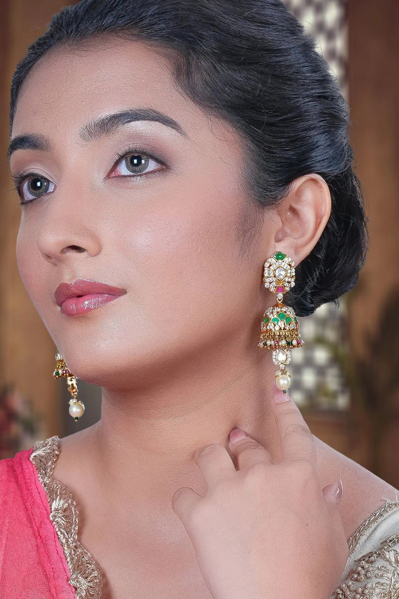 Ambika Mossanite Polki Jhumka Earrings