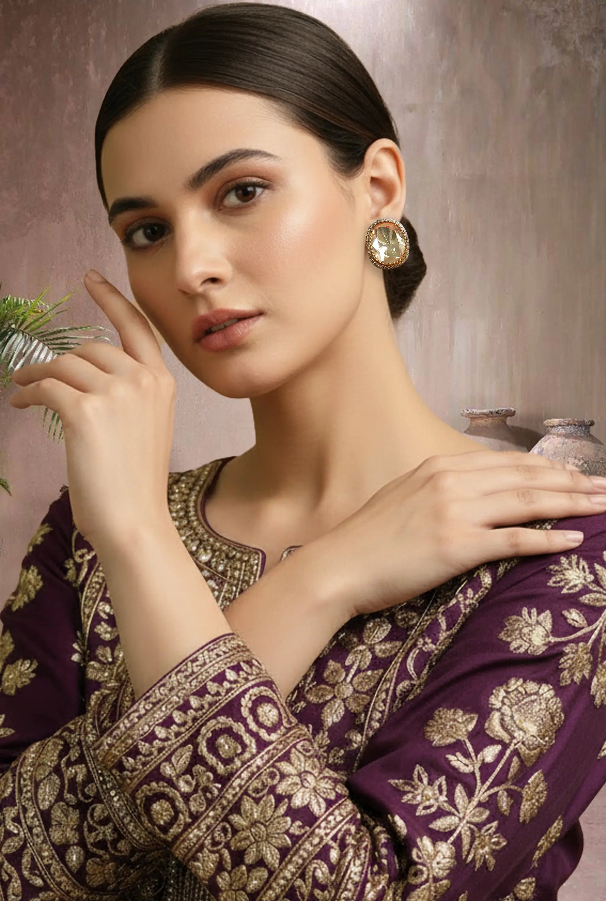 Elegant handcrafted ethnic tops earrings designed for weddings.
