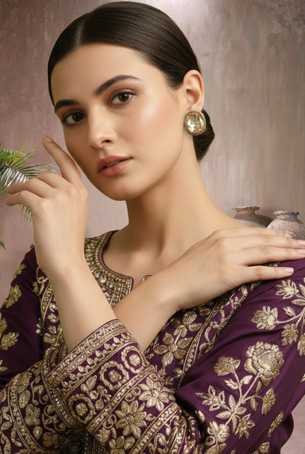 Elegant handcrafted ethnic tops earrings designed for weddings.