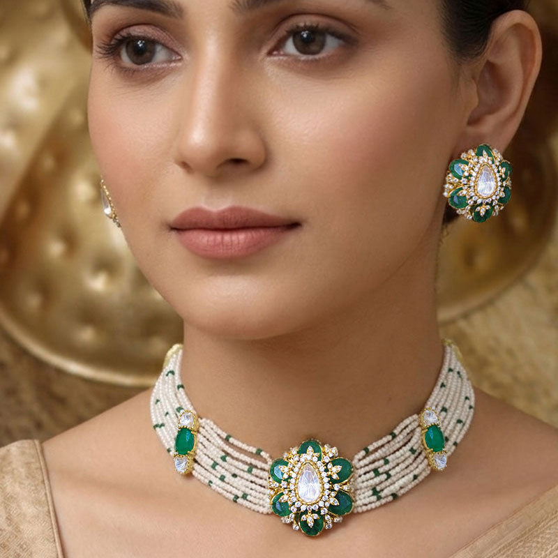 Kiran Mossanite Polki Choker Set