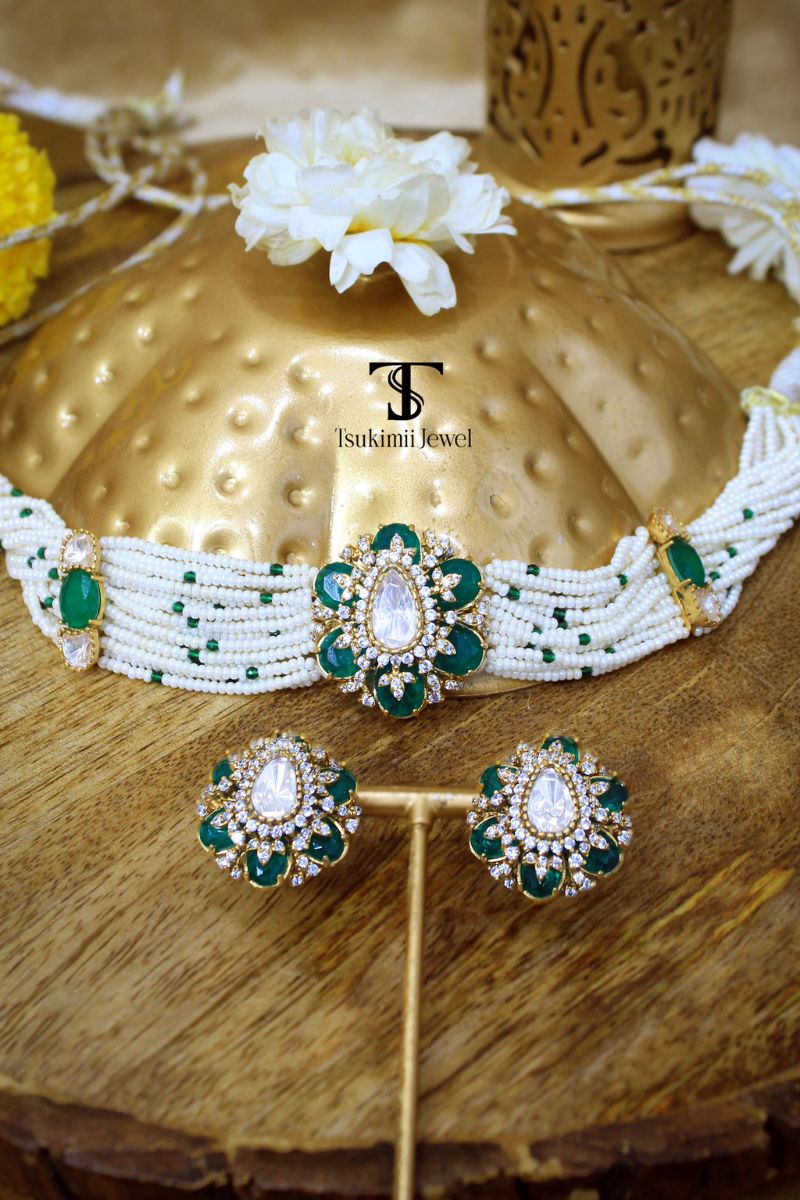 Kiran Mossanite Polki Choker Set