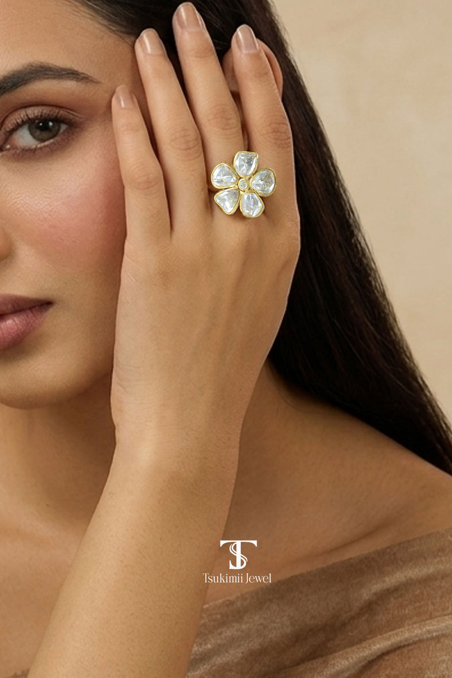 Kumud Moissanite Polki Ring