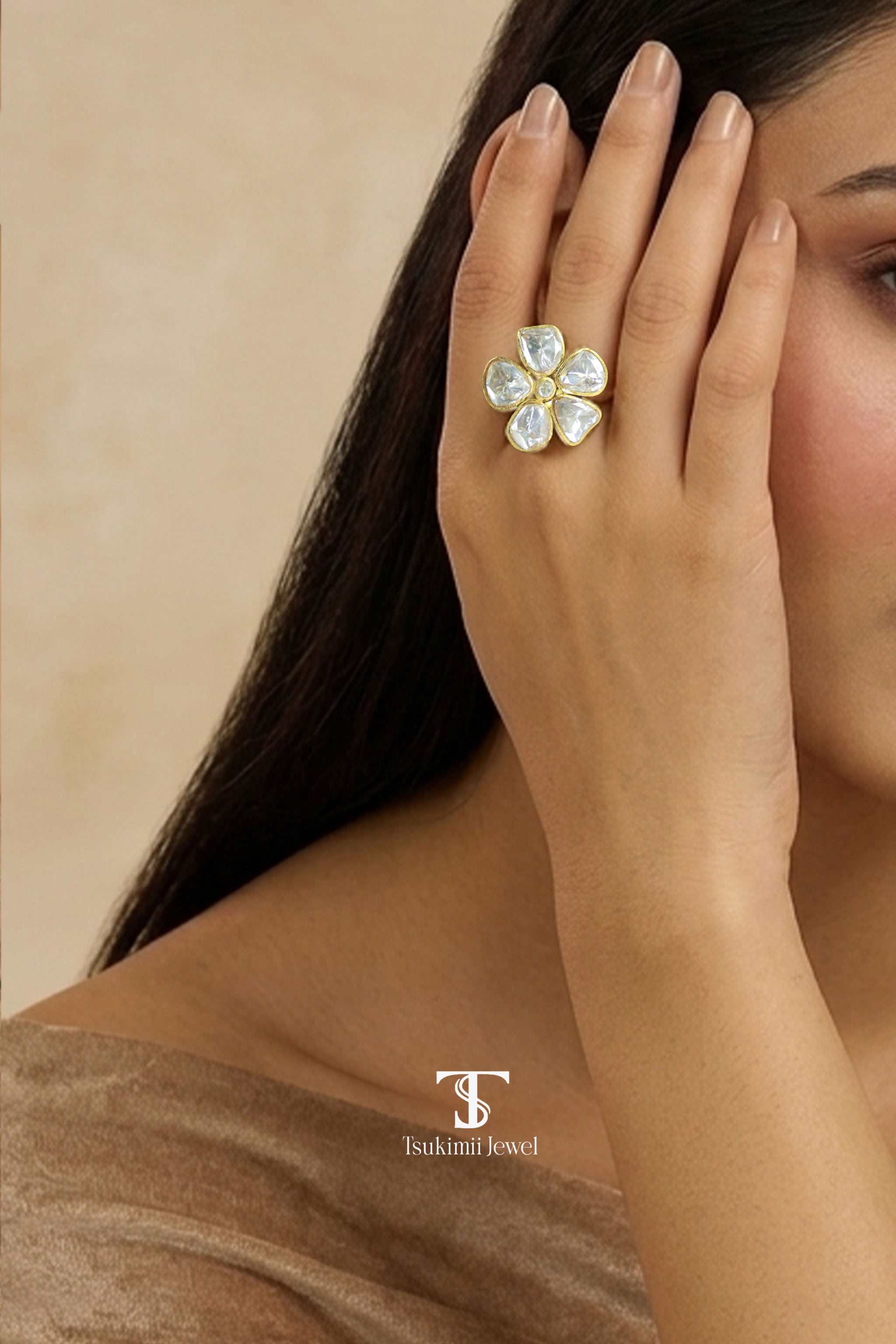 Kumud Moissanite Polki Ring