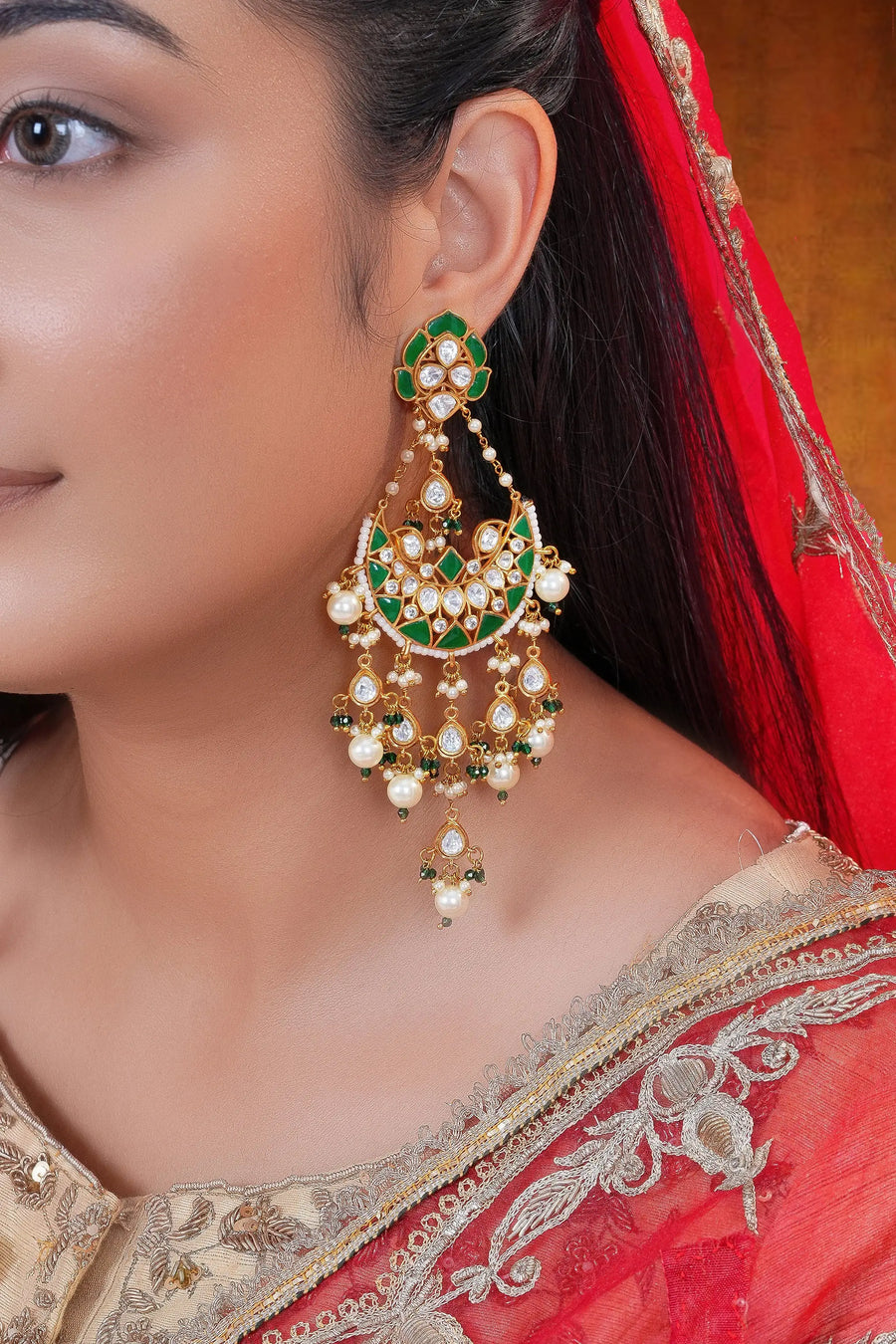 Meghtara Chaandbali Polki Earrings