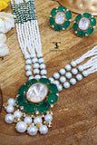 Menka Mossanite Polki Pendant Set