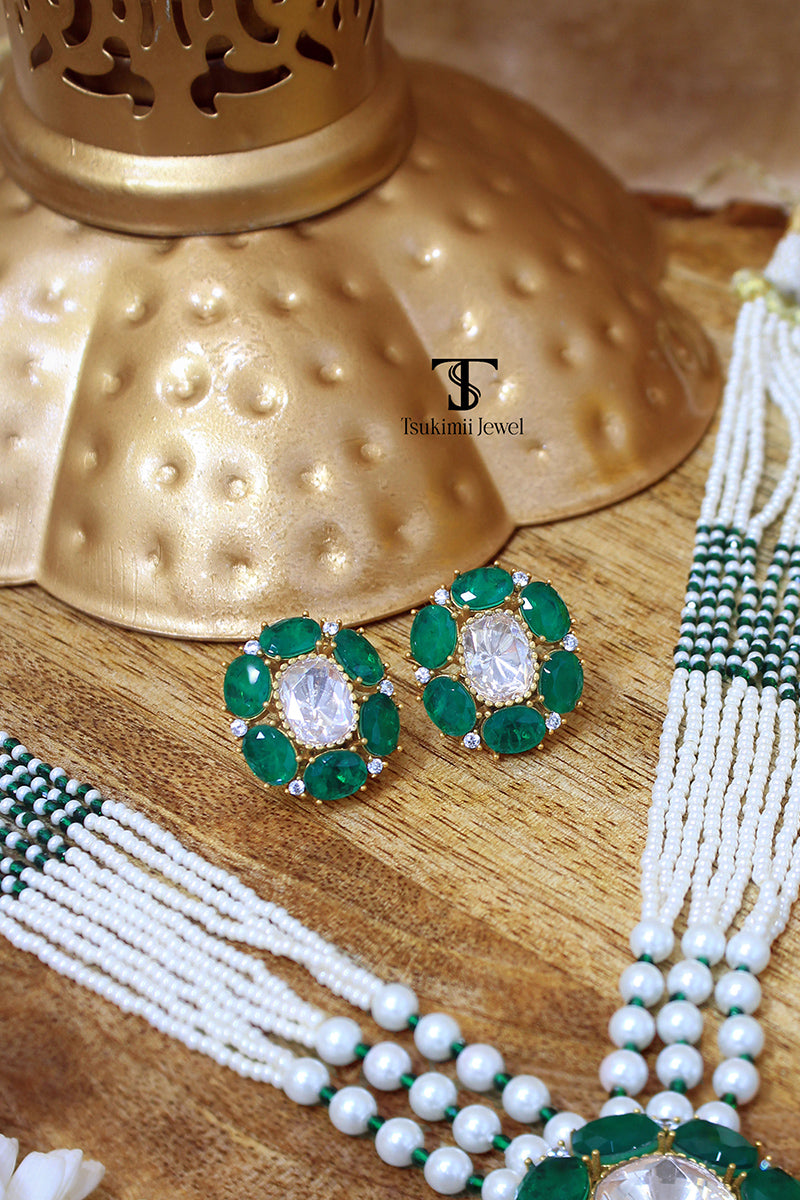 Menka Mossanite Polki Pendant Set