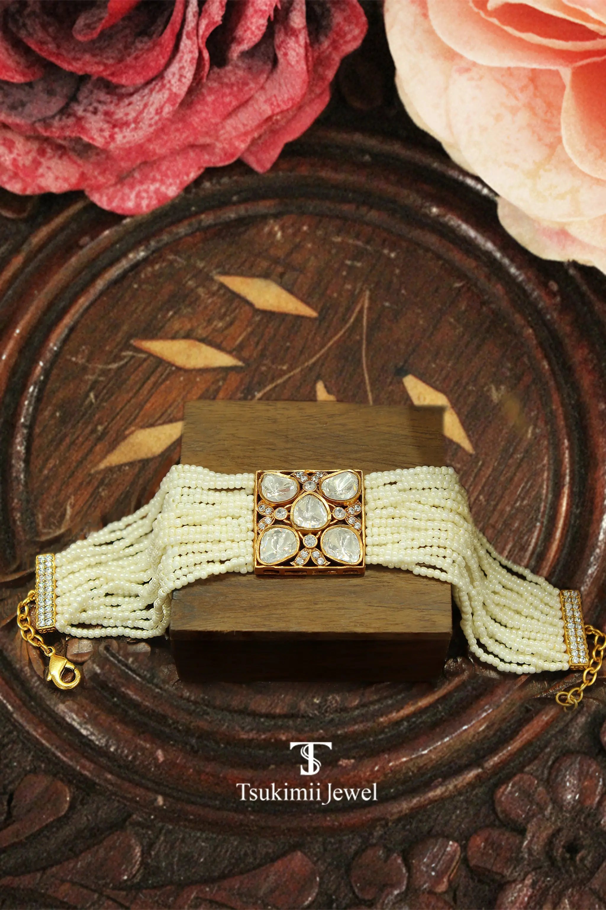 Mira polki bracelet with traditional gold plated craftsmanship