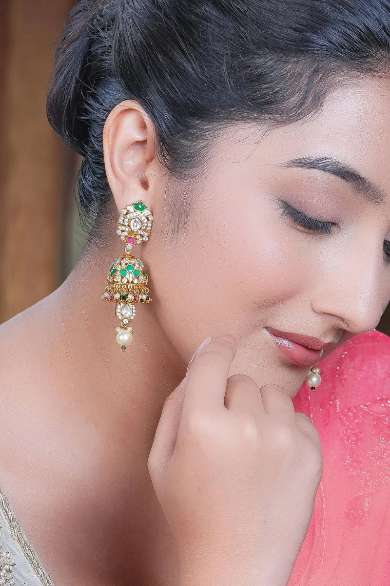 Ambika Mossanite Polki Jhumka Earrings