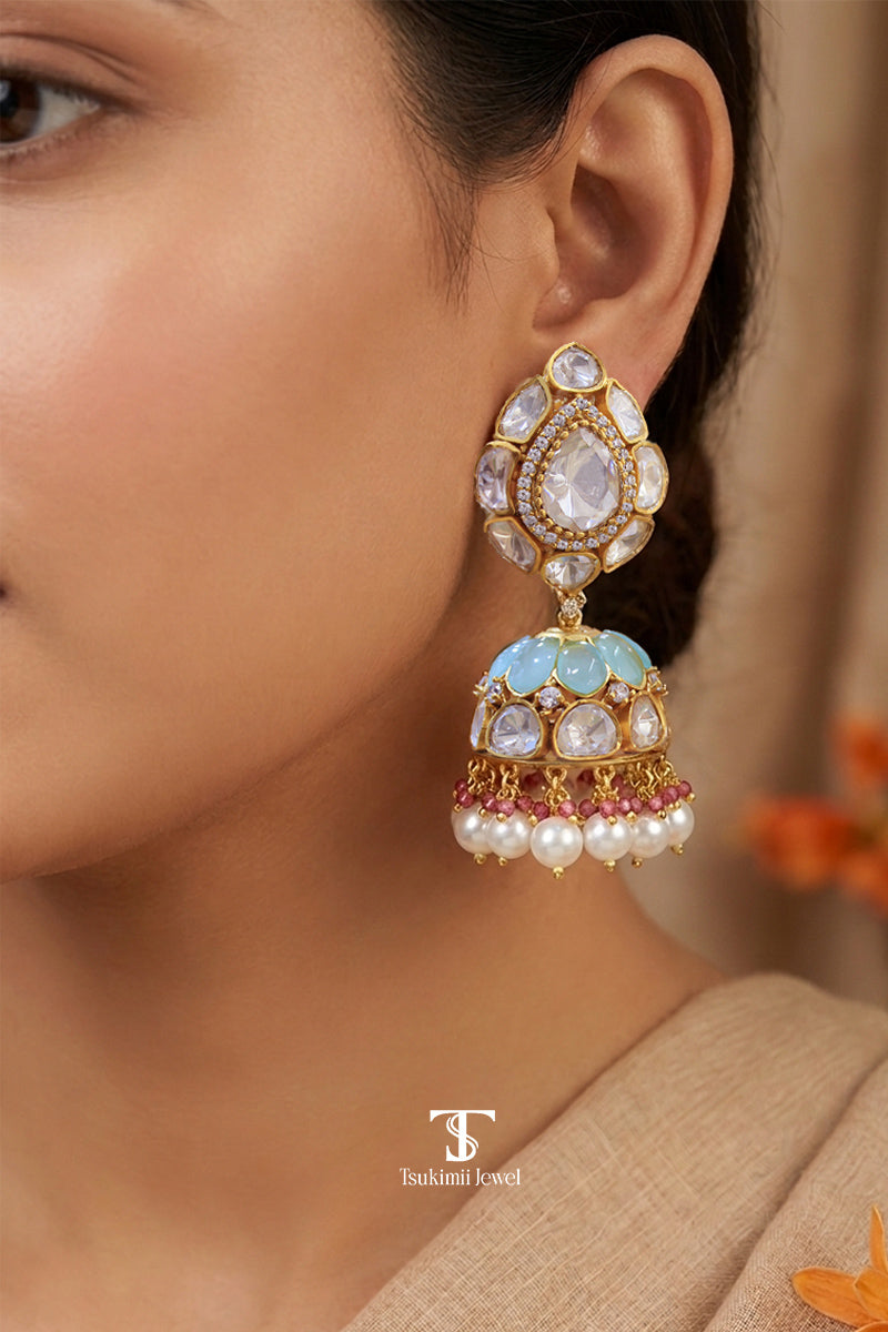 Muktanjali Mossanite Polki Jhumka Earrings
