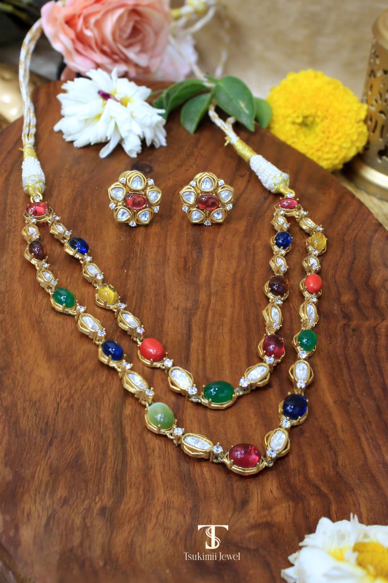 Navratna Kundan Necklace Set