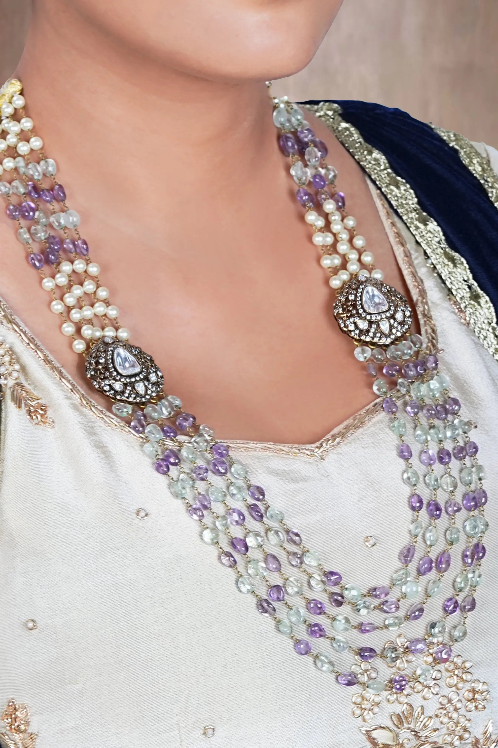 Handcrafted Indian polki necklace set for women