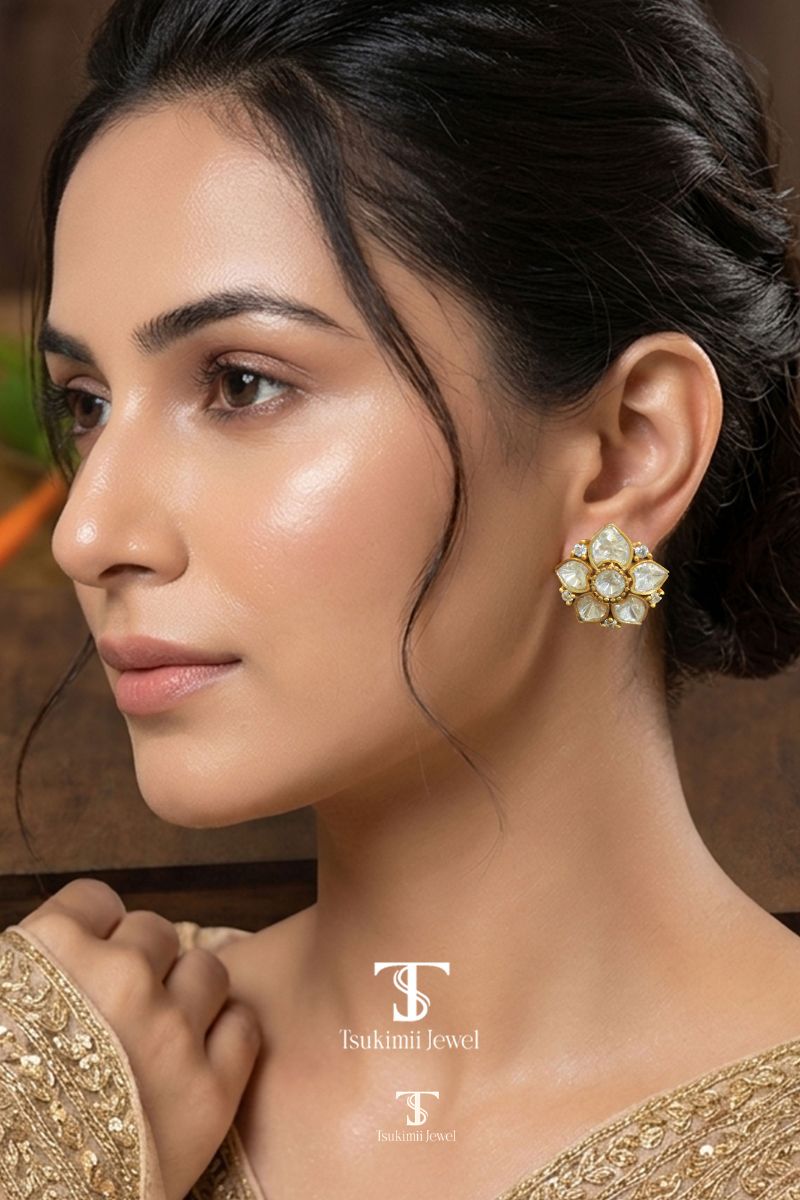 Nayra Mossanite Polki Earrings