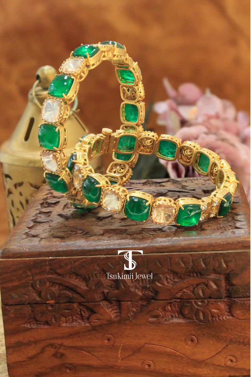 Mossanite Polki Bangles