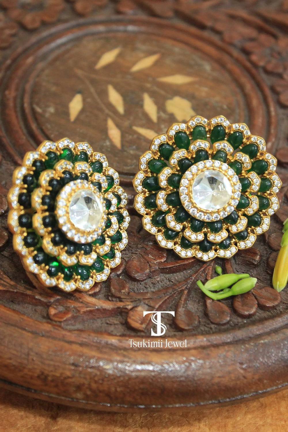 Handcrafted kundan earrings inspired by traditional Indian design