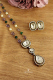 Noor polki locket set with elegant gold plated traditional design