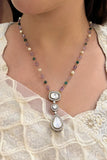 Handcrafted Indian polki locket jewellery set for women