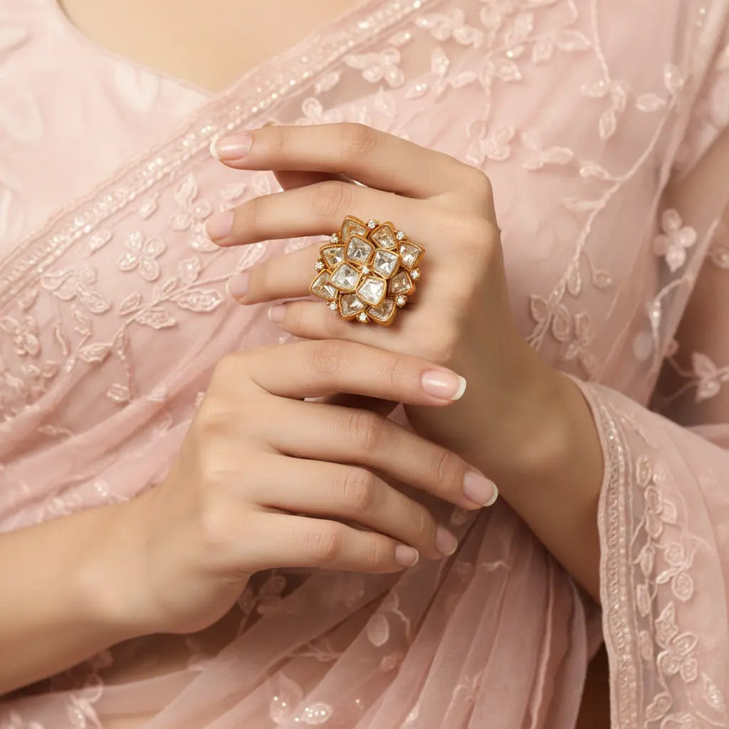 Handcrafted ethnic ring inspired by heritage jewellery design