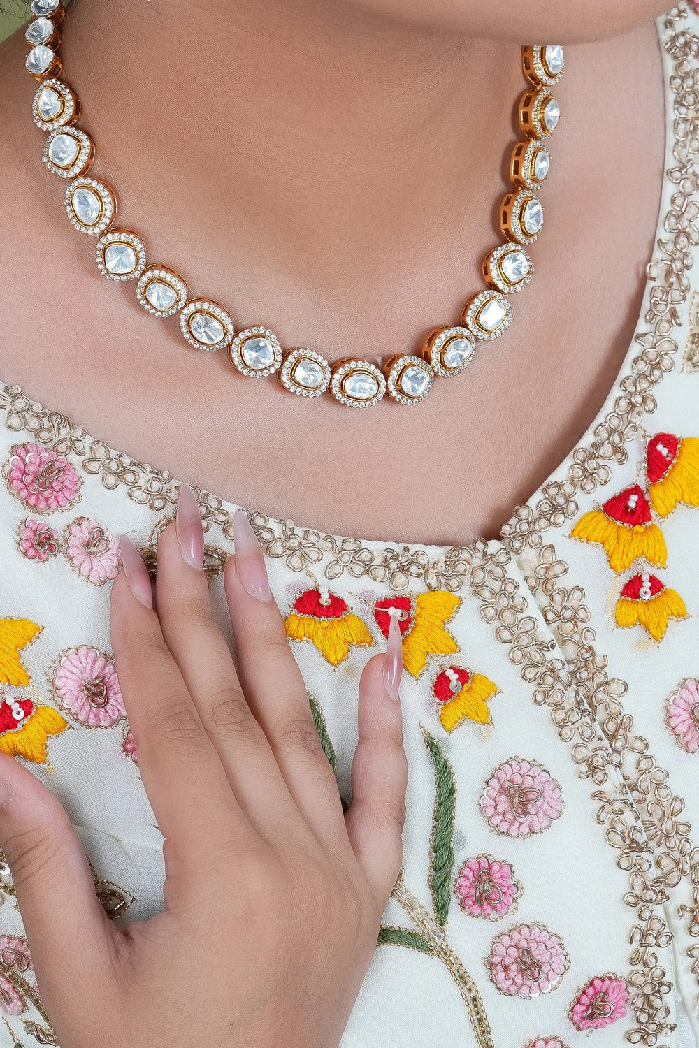 Elegant polki necklace set perfect for weddings and celebrations