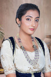 Nayanika polki necklace set with traditional gold plated design