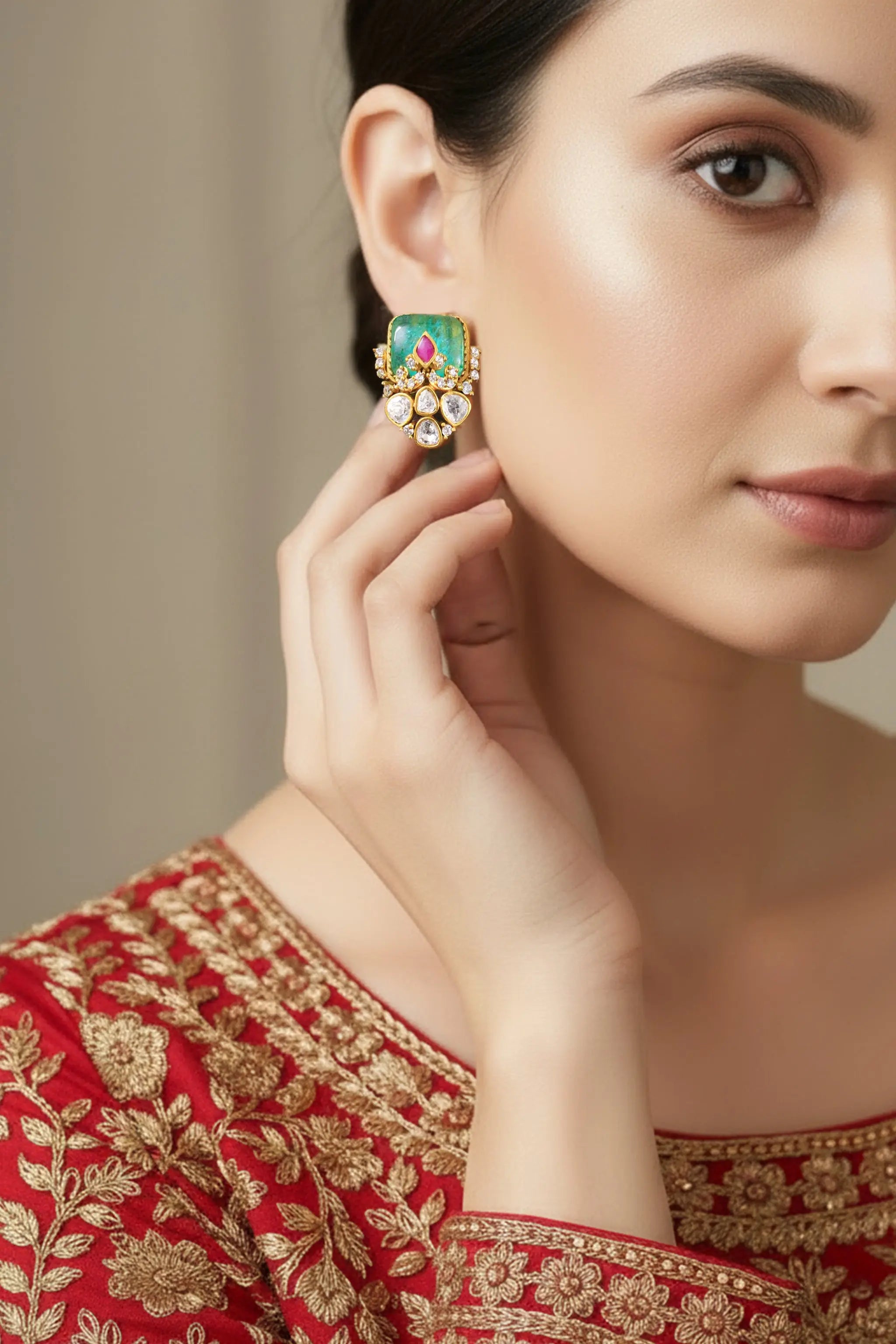 Traditional Indian stud earrings with handcrafted detailing