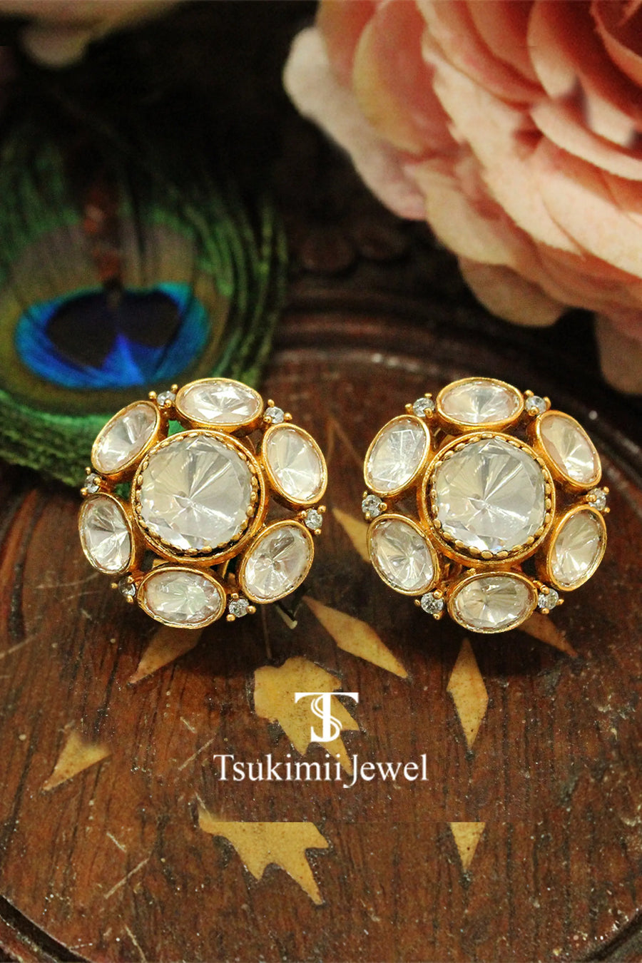 Pravya Mossanite Polki Earrings