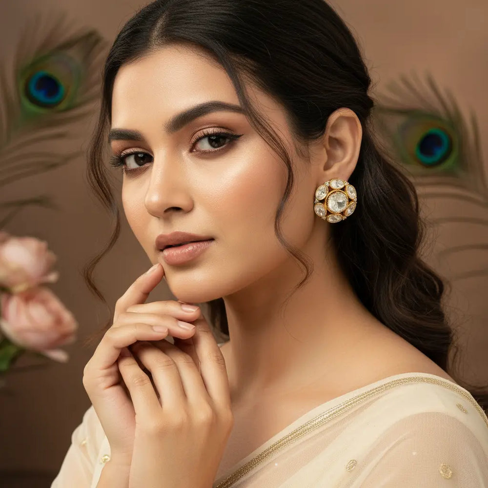 Minimal traditional tops earrings inspired by Indian design