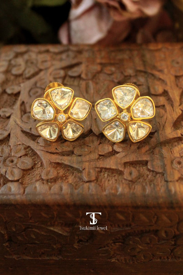 Pushpa Mossanite Polki Earrings