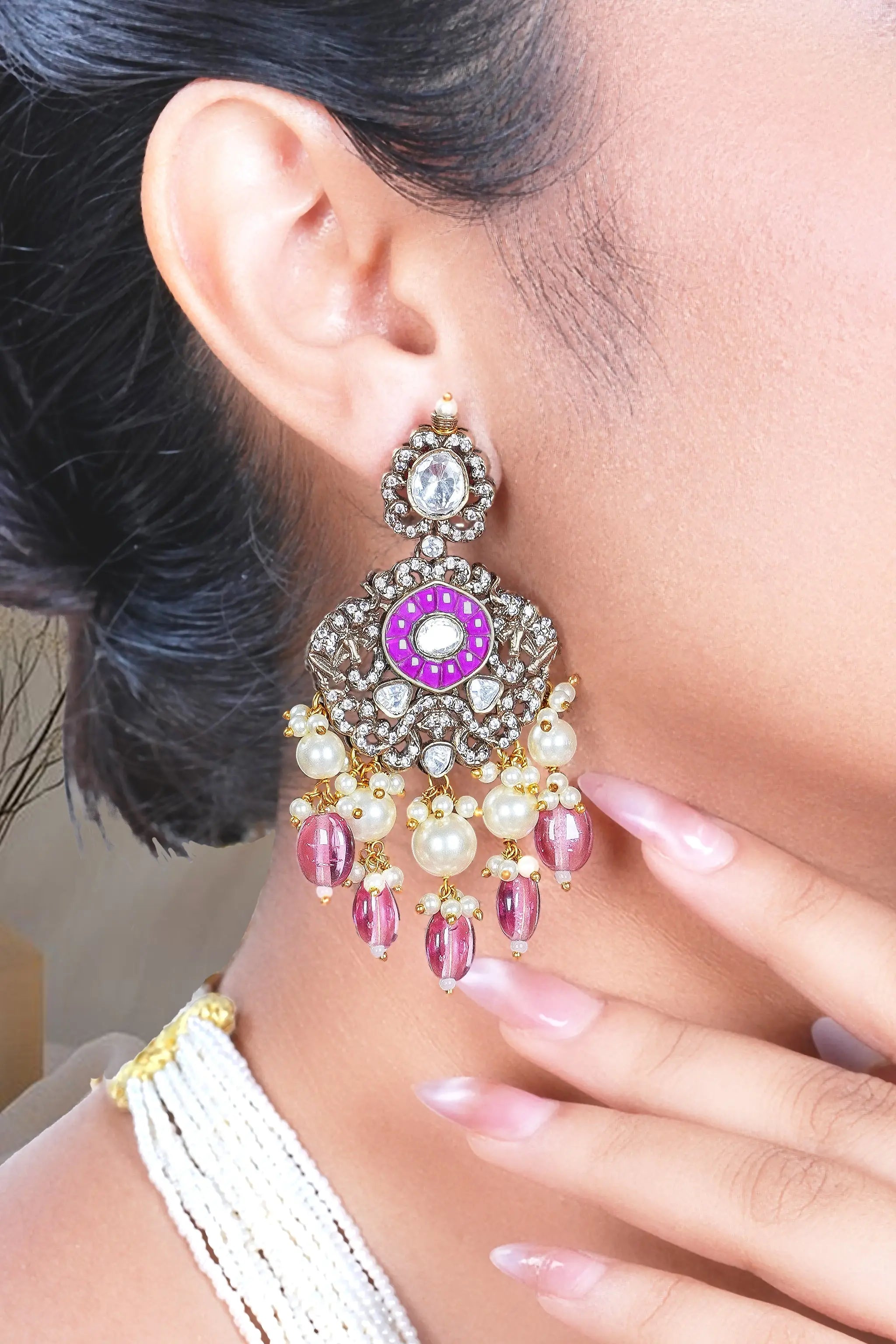 Ethnic Indian polki pendant set with classic handcrafted finish